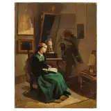 Domenico Induno, Reader In Green, oil on canvas