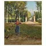 Fausto Zonaro, The Entrance Of Villa Camerini, oil on canvas