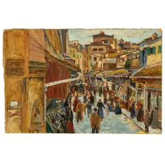 Ulvi Liegi, Ponte Vecchio, oil on cardboard