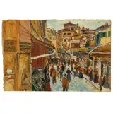 Ulvi Liegi, Ponte Vecchio, oil on cardboard