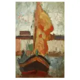 Lorenzo Viani, Old Fishing Boat, oil on canvas