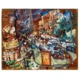 Moses Levy, City Lights, oil on cardboard