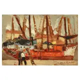 Lorenzo Viani, Darsena, oil on panel