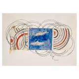 Franco Angeli, Acquario 1985, mixed media and collage on paper