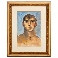 Portrait by Sergio Scatizzi, mixed media on paper, offered Apr 2025