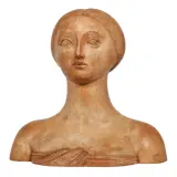 Luigi Galligani, Feminine portrait patinated, terracotta