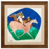 Giuseppe Cesetti, Horses and jockeys, oil on canvas