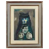 Mino Maccari, Vedovella, oil on canvassed cardboard