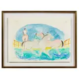 Giuseppe Cesetti, Horses and jockeys, mixed media on paper