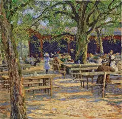 Wirtsgarten im Frühling by Otto Eduard Pippel, 1914, Öl auf Leinwand, sold May 2008