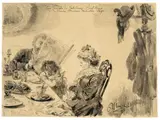 Adolph von Menzel, Familie im Kaffeehaus. (Vor) 1891