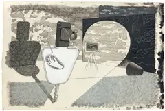 Herbert Bayer, Der Selbstauslöser, 1928, Gouache, Tuschfeder und Collage auf genarbtem Arches-Karton