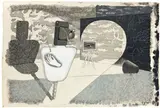 Herbert Bayer, Der Selbstauslöser, 1928, Gouache, Tuschfeder und Collage auf genarbtem Arches-Karton