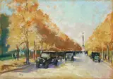 Lesser Ury, Siegesallee mit Siegessäule im Herbst, Um 1925, Pastell auf Pappe