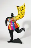 L’ Ange Luminaire by Niki de Saint Phalle, Um 1993, Polyester, bemalt, mit herausnehmbarer, innen schwarz glasierter Tonvase, auf schwarz lackiertem Metallsockel montiert. , sold Nov 2010
