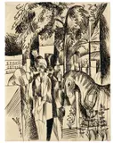 August Macke, Im Zoologischen Garten, 1913, Tuschfeder auf Papier