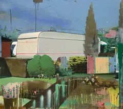 Wohnwagen by Matthias Weischer, 2001, Öl auf Leinwand, sold Nov 2010