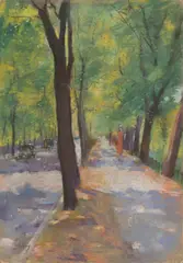 Lesser Ury, Tiergartenallee, Berlin, 1920, Pastell auf Pappe