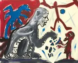 Folge und Konsequenz by A. R. Penck, 1991, Acryl über Serigrafie auf Leinwand, sold Nov 2018