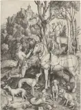 Albrecht Dürer, Der heilige Eustachius, Um 1501, Kupferstich auf Bütten (Wasserzeichen: Großer Bär (Meder 87, zwischen 1525 und 1540))