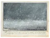Thierry De Cordier, Viel Schnee, 1988, Gouache, Kreide, Tinte und Bleistift auf Karton auf Papier