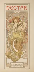 Nectar by Alphonse Mucha, 1902, lithography, paper, sold Dec 2024