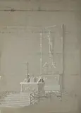 František Bílek, Altar Design with a Relief of the Crucifixion, Before 1899, watercolour, gouache, paper