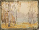Alois Kalvoda, Birches in Fall, Around 1905, watercolour, cardboard