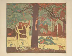 Josef Vácha, Paradise, 1912, coloured woodcut, paper