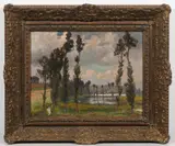 František Cína Jelínek, Landscape with Poplars, 1918, oil on cardboard