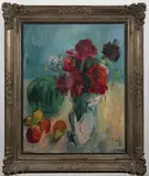 Miloslav Holý, Still Life with Flowers and Fruits, 1928, oil on canvas