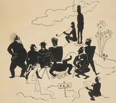 Adolf Hoffmeister, Pork Feast in the Black Penklub, 1926, indian ink, paper