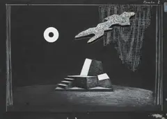 František Muzika, Stage Design - Hamlet, 1936, pencil, gouache, black paper