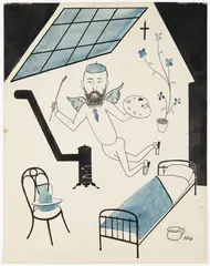 Adolf Hoffmeister, The Daily Ascension of Jan Zrzavý, 1929, indian ink, watercolour, paper