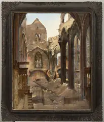 Bohumír Číla, Emmaus Monastery After Bombing, 1945, oil on canvas