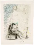 Le Couple a la Bougie la Bougie (from Les Amours de Cassandre) by Salvador Dalí, 1968, Color etching on Arches blanc paper, sold Feb 2016