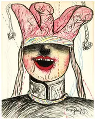 Pinchas Burstein, Portraits (2), 1975, Crayon on paper