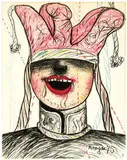 Pinchas Burstein, Portraits (2), 1975, Crayon on paper