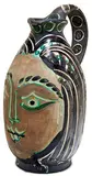 Pablo Picasso, Bearded Man's Wife, 1953, Turned pitcher of white earthenware clay, decoration in engobes, knife engraved under partial brushed glaze