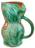 Pablo Picasso, Woman's Face, 1953, Turned pitcher of white earthenware clay, decoration in engobes, knife engraved under partial brushed glaze