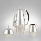 John Prip, Three-piece Diamond coffee service, sterling silver, plastic