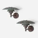 PH 4/3 wall lamps, pair by Poul Henningsen, enameled copper with natural patina, sold Mar 2023