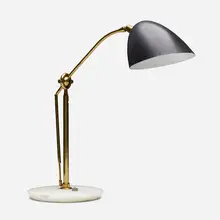 Table lamp, model 12401 by Angelo Lelii, c. 1952, brass, marble, enameled aluminum, sold Mar 2023