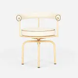 LC7 chair by Charlotte Perriand, enameled steel, upholstery, sold Mar 2023