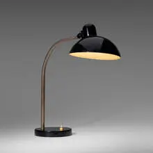 Table lamp by Christian Dell, c. 1932, enameled steel, nickel-plated brass, plastic, sold Mar 2023