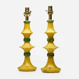 Table lamps, pair by Modern, c. 1965, stone, sold Mar 2023