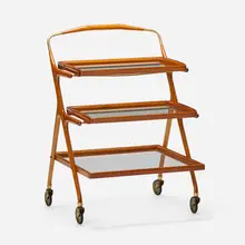 Salca, Tea cart, c. 1955, mahogany, brass, glass