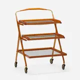 Salca, Tea cart, c. 1955, mahogany, brass, glass