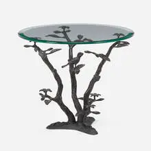 Maitland-Smith, Occasional table, c. 1980, patinated bronze, glass