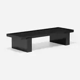 Jacques Adnet, Coffee table, c. 1940, lacquered wood, black glass